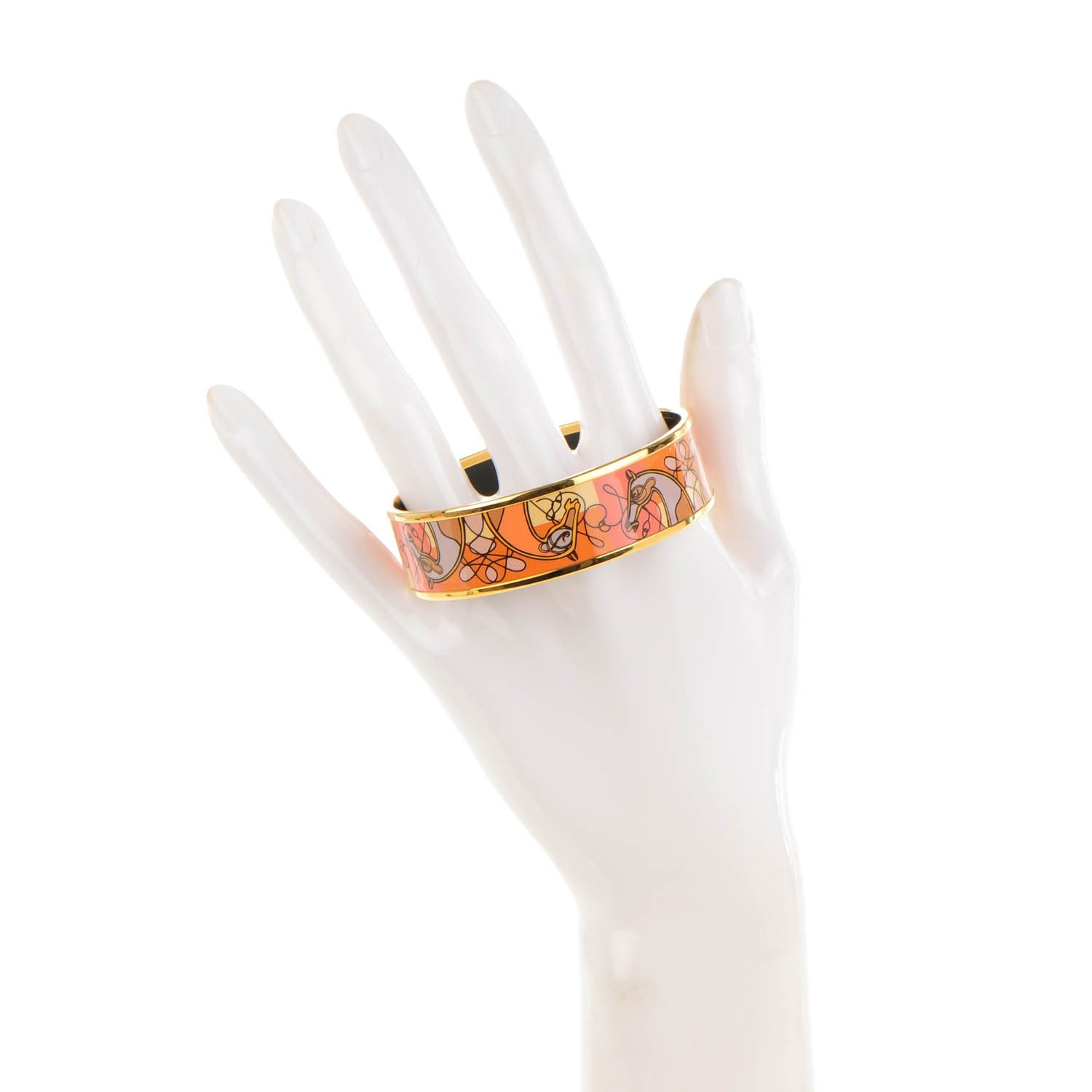 Hermes Enamel Printed Wide Coup De Fouet Bracelet 62 2 of 5