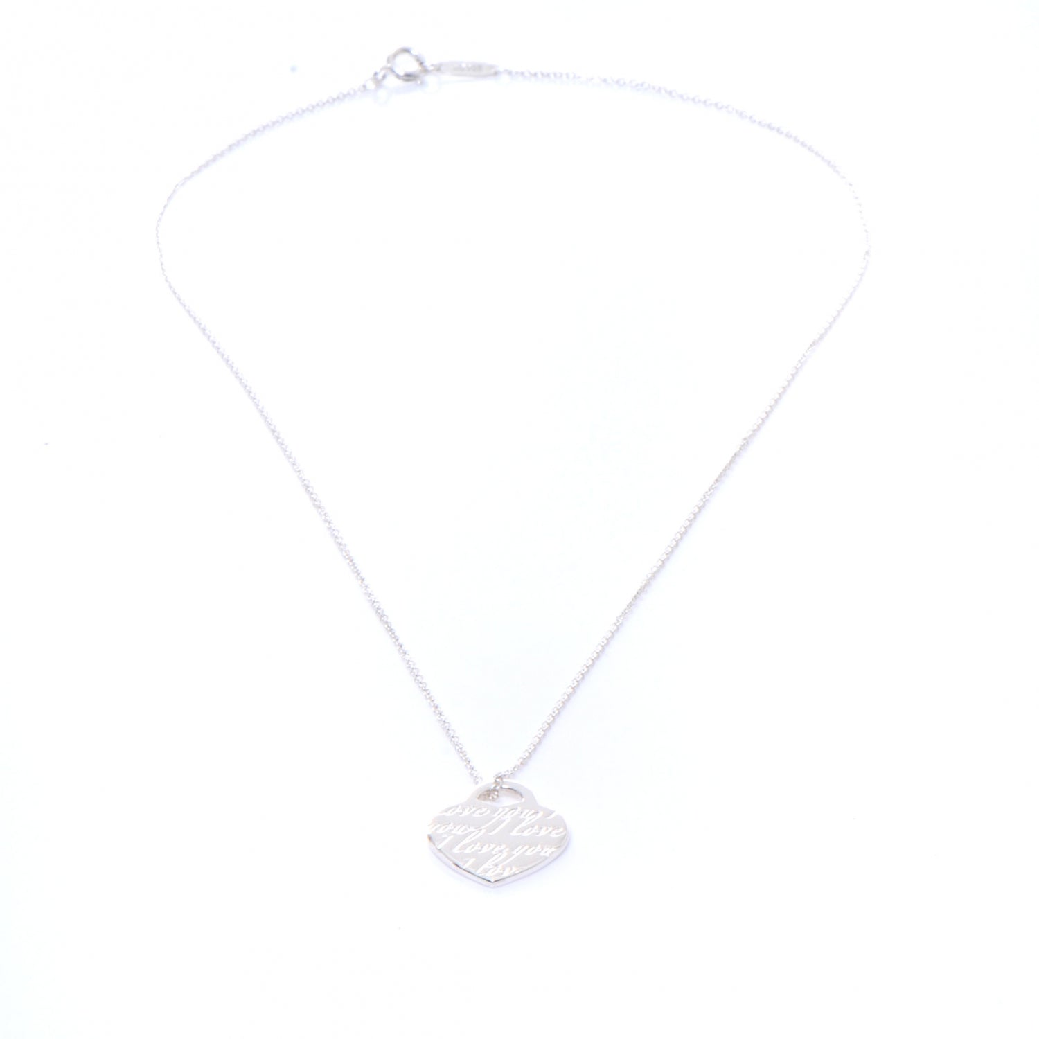 Tiffany Sterling Silver I Love You Heart Tag Pendant 3 of 6