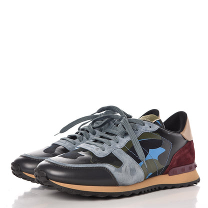 Valentino Garavani Nappa Suede Camouflage Mens Rockrunner Sneakers 45 Multicolor 3 of 10