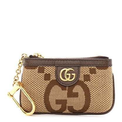 Gucci Monogram Jumbo GG Textured Dollar Calfskin Ophidia Key Case Camel Ebony New Acero 2 of 9
