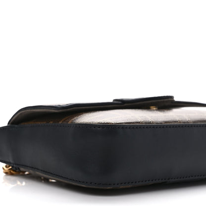 Fendi Glazed Fabric Vitello Century FF 1974 Stamp Patch Mini Double F Crossbody Bag Mogano Panna Black 7 of 9