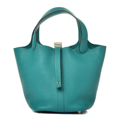Hermes Taurillon Clemence Picotin Lock 18 PM Bleu Paon 1 of 8