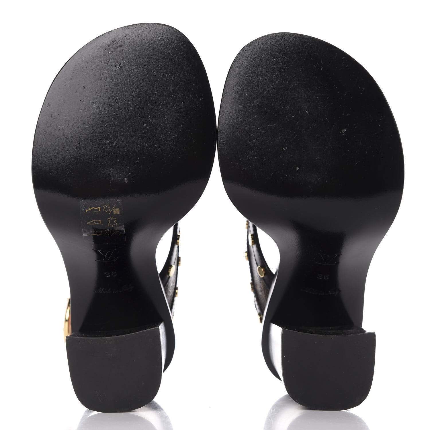 Louis Vuitton Calfskin Monogram Passenger Heeled Sandals 36 Black Rose 5 of 9