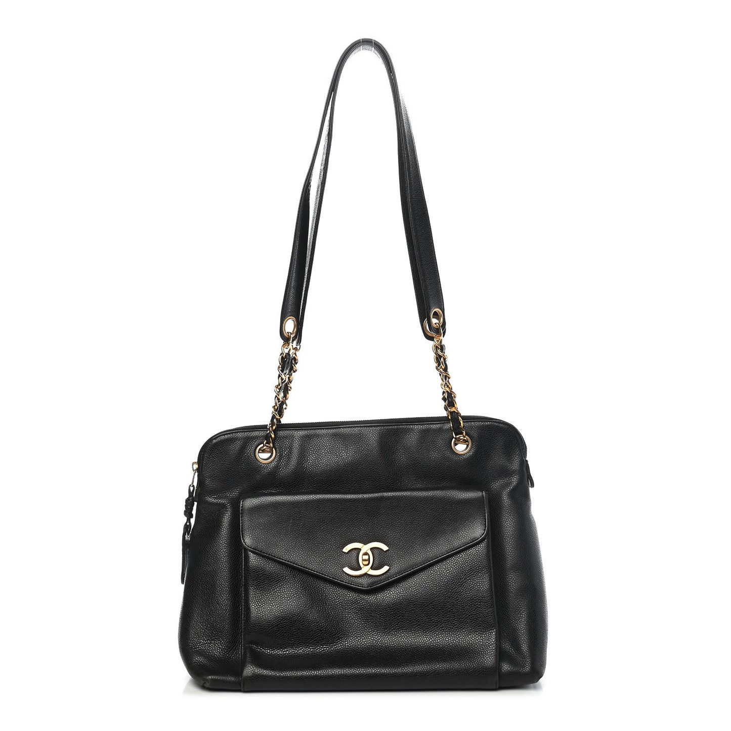 Caviar Flap Shoulder Bag Black