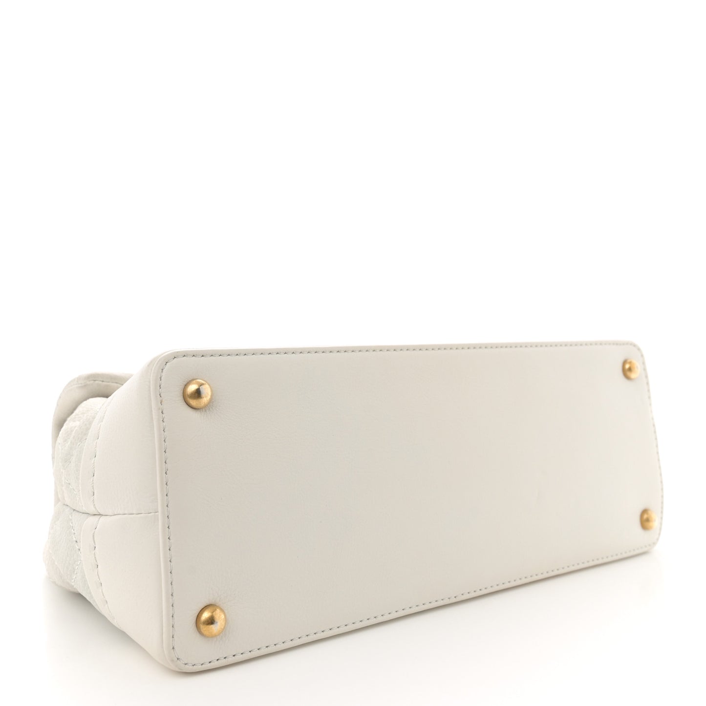 Iridescent Caviar Quilted Medium Globe Trotter Flap White