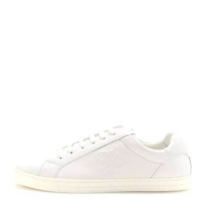 Fendi Vitello Karligraphy Embossed Low Top Sneakers 9 White 1 of 10