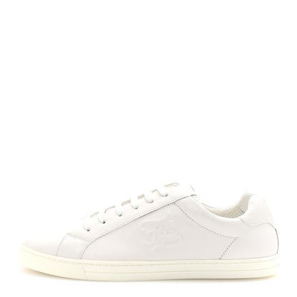 Fendi Vitello Karligraphy Embossed Low Top Sneakers 9 White 1 of 10