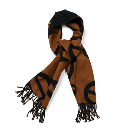 Hermes Cashmere Boucles et Camails Muffler Muffler Marine Camel 1 of 3