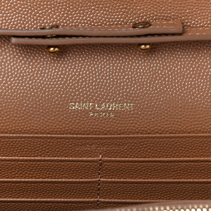 Saint Laurent Grain De Poudre Matelasse Chevron Monogram Chain Wallet Dune 6 of 9
