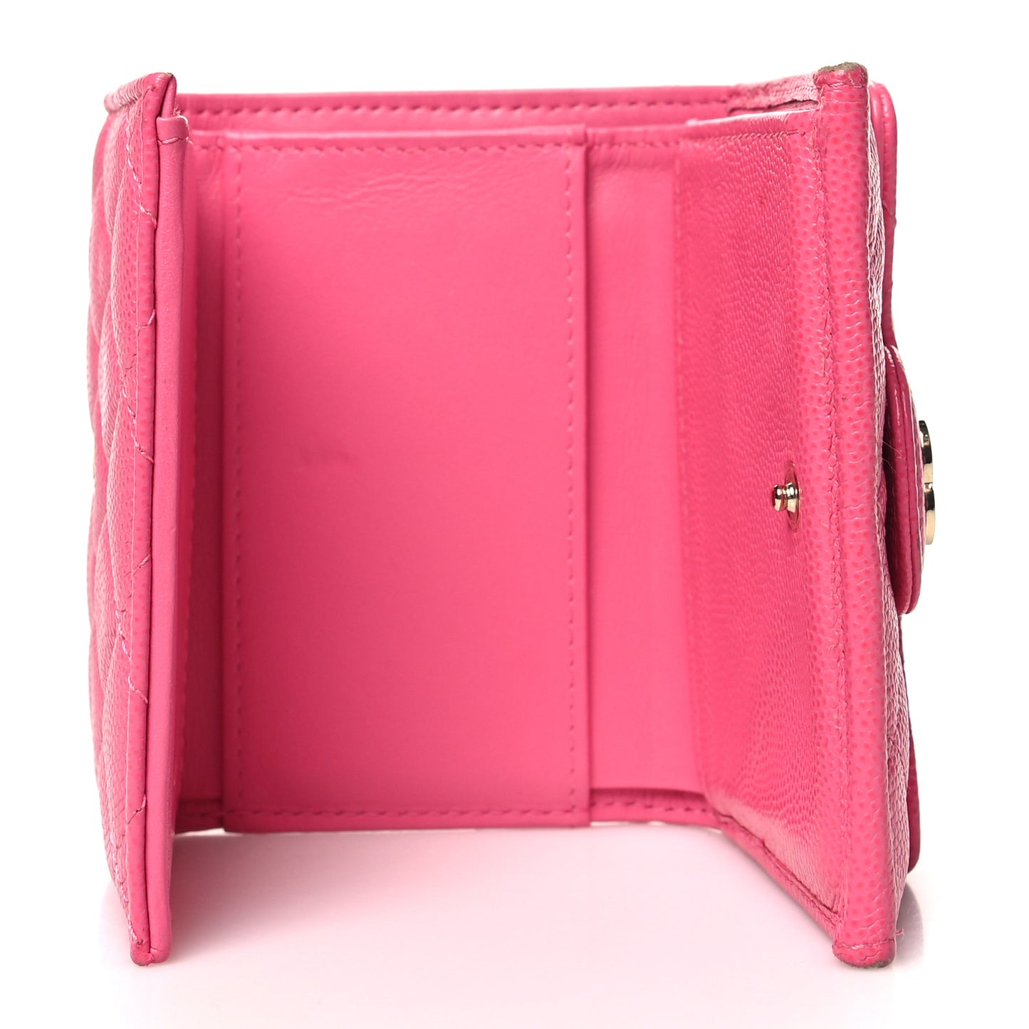Caviar Quilted Double Flap Wallet Pink