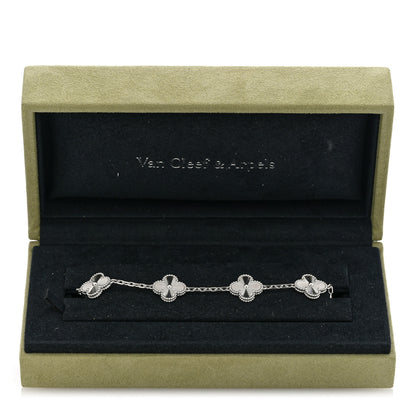 Van Cleef & Arpels 18K White Gold 5 Motifs Guilloche Vintage Alhambra Bracelet 4 of 4