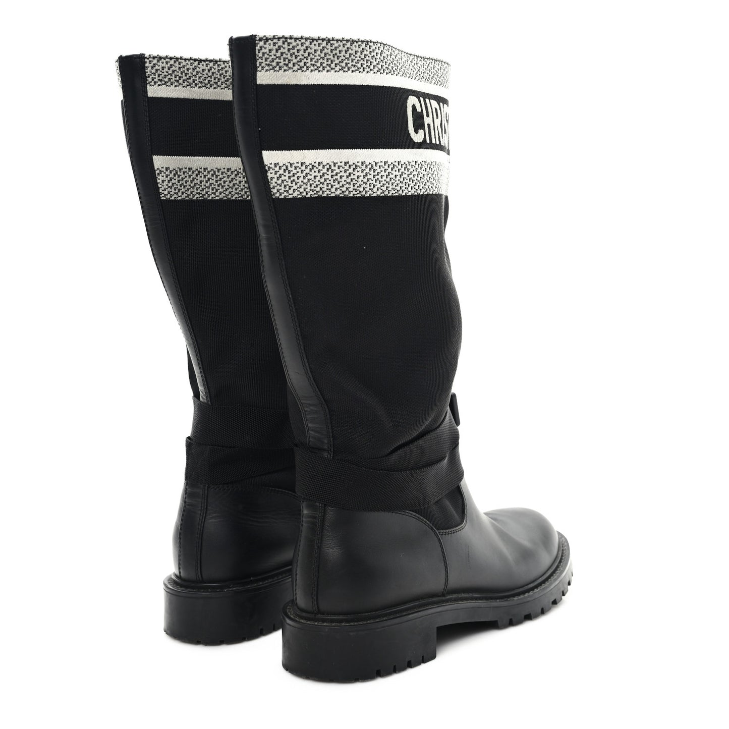 Calfskin Technical Fabric D-Major Boots 39 Black White