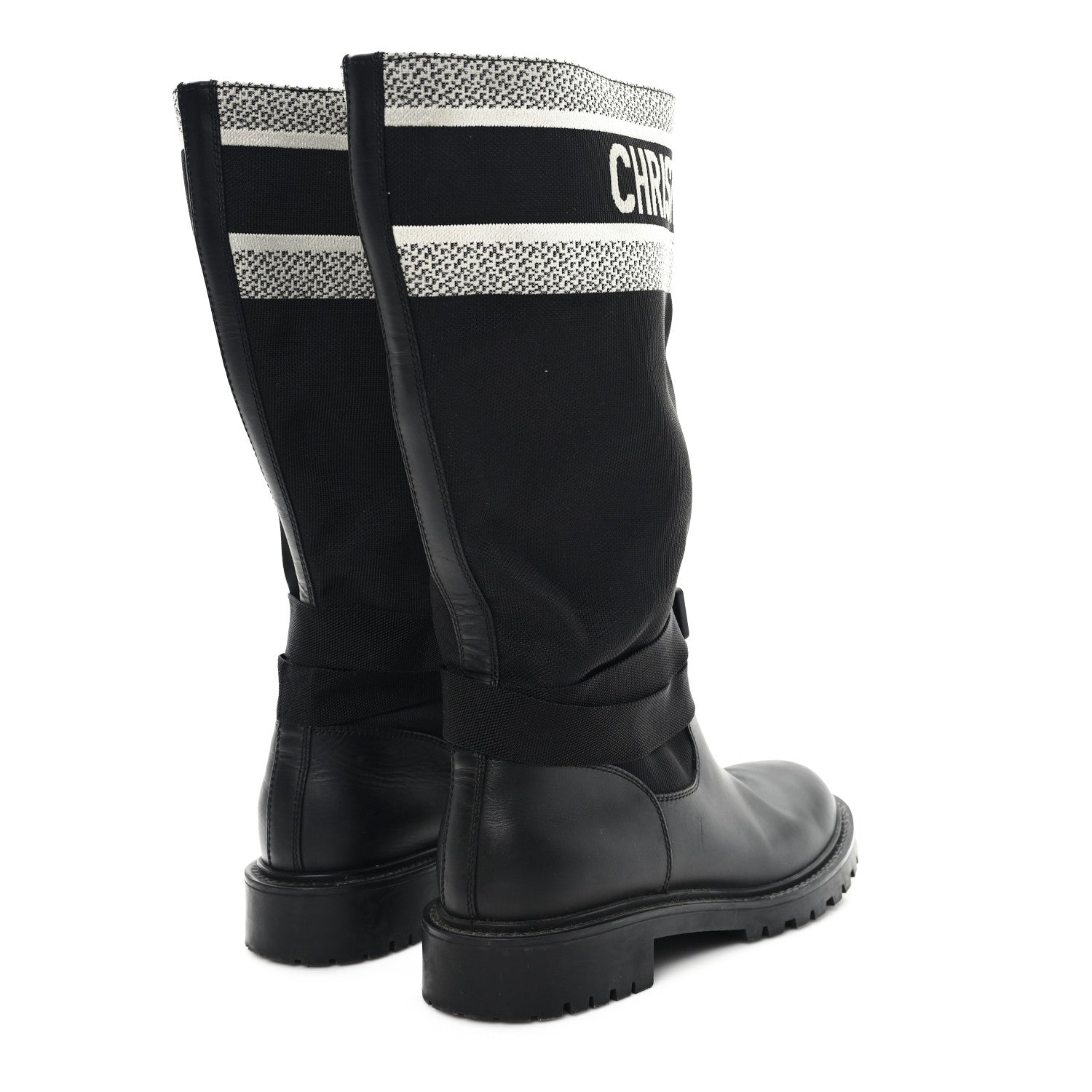 Christian Dior Calfskin Technical Fabric D-Major Boots 39 Black White 5 of 9