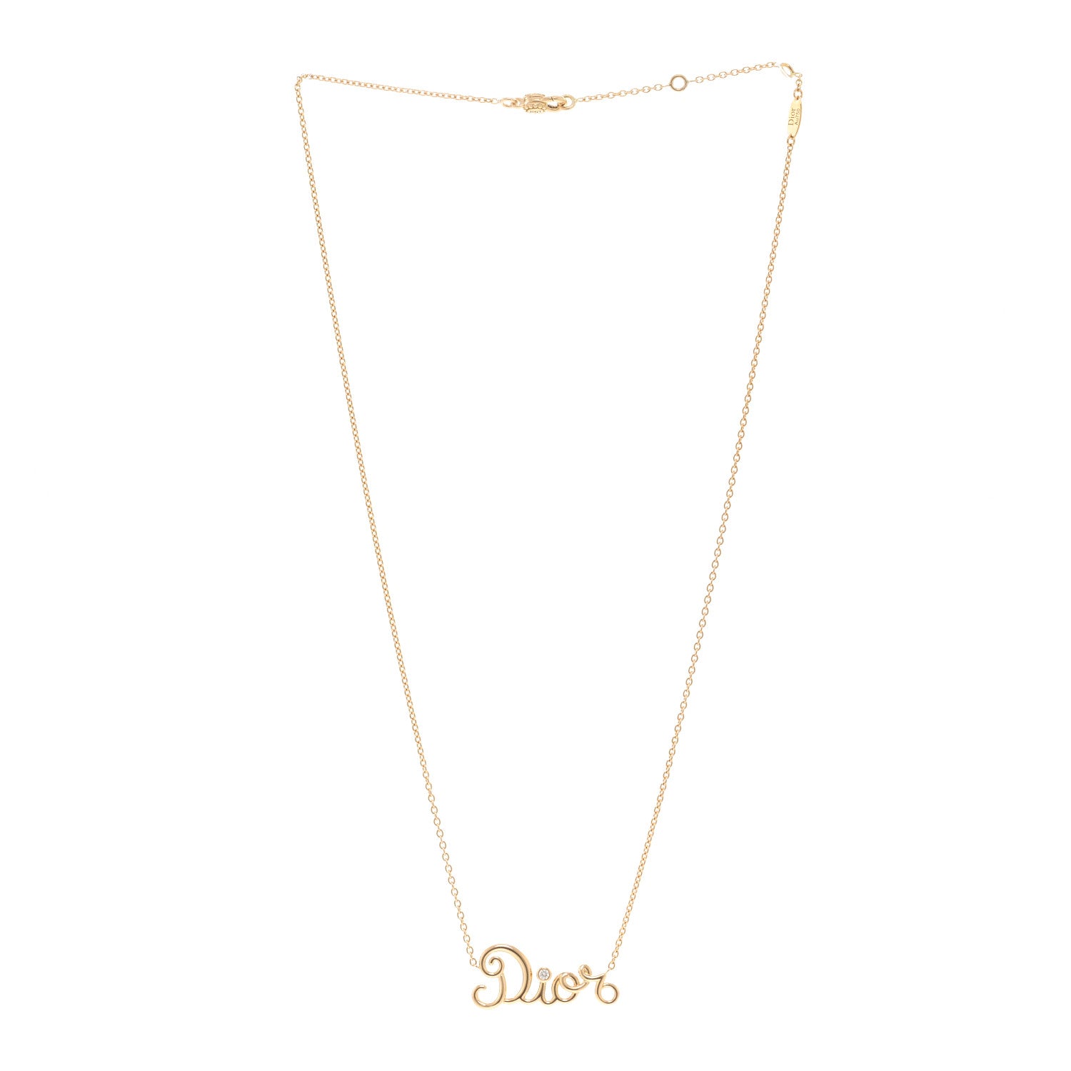 Christian Dior 18K Yellow Gold Diamond Dioramour Pendant Necklace 3 of 6