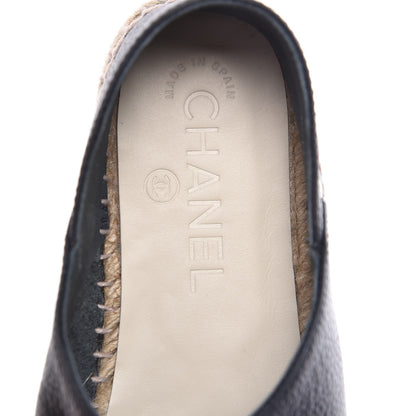 Chanel Grained Calfskin CC Espadrilles 36 Black Navy 8 of 10
