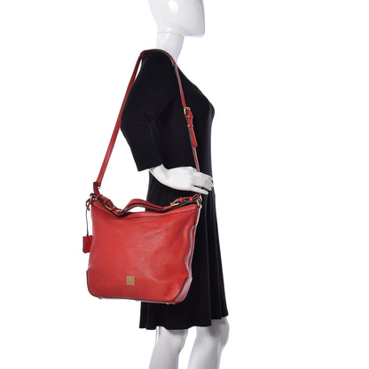 MCM Grained Calfskin Hobo Red 2 of 9