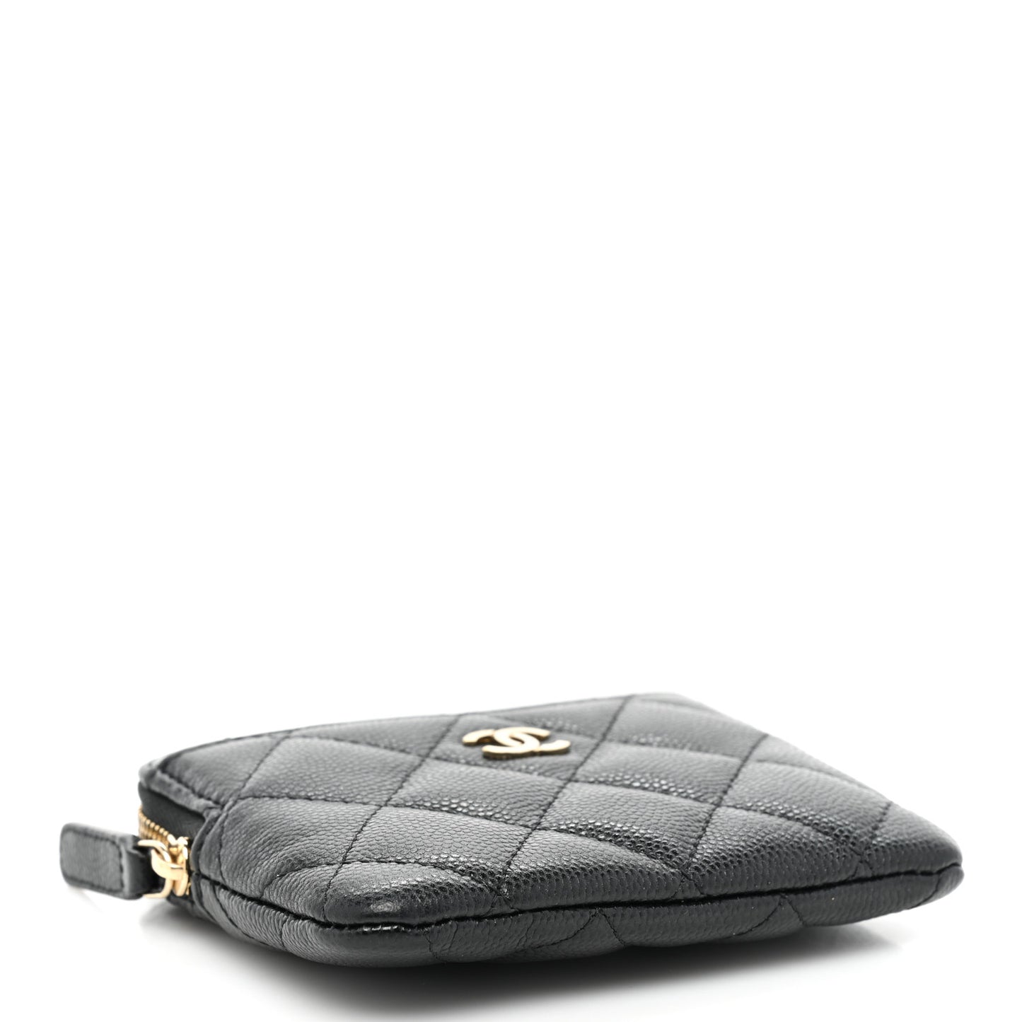 Caviar Quilted Zip Card Holder Wallet Black