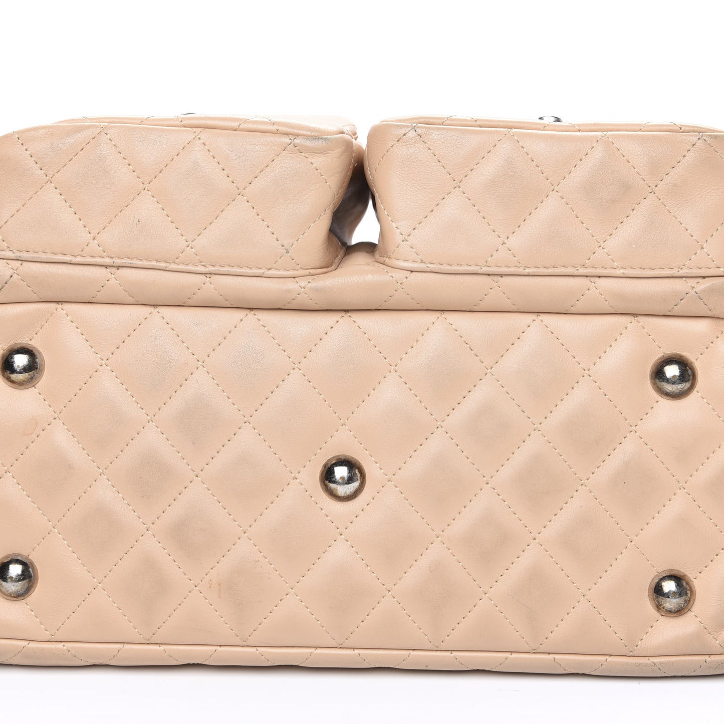 Calfskin Quilted Large Cambon Multipocket Reporter Beige Black