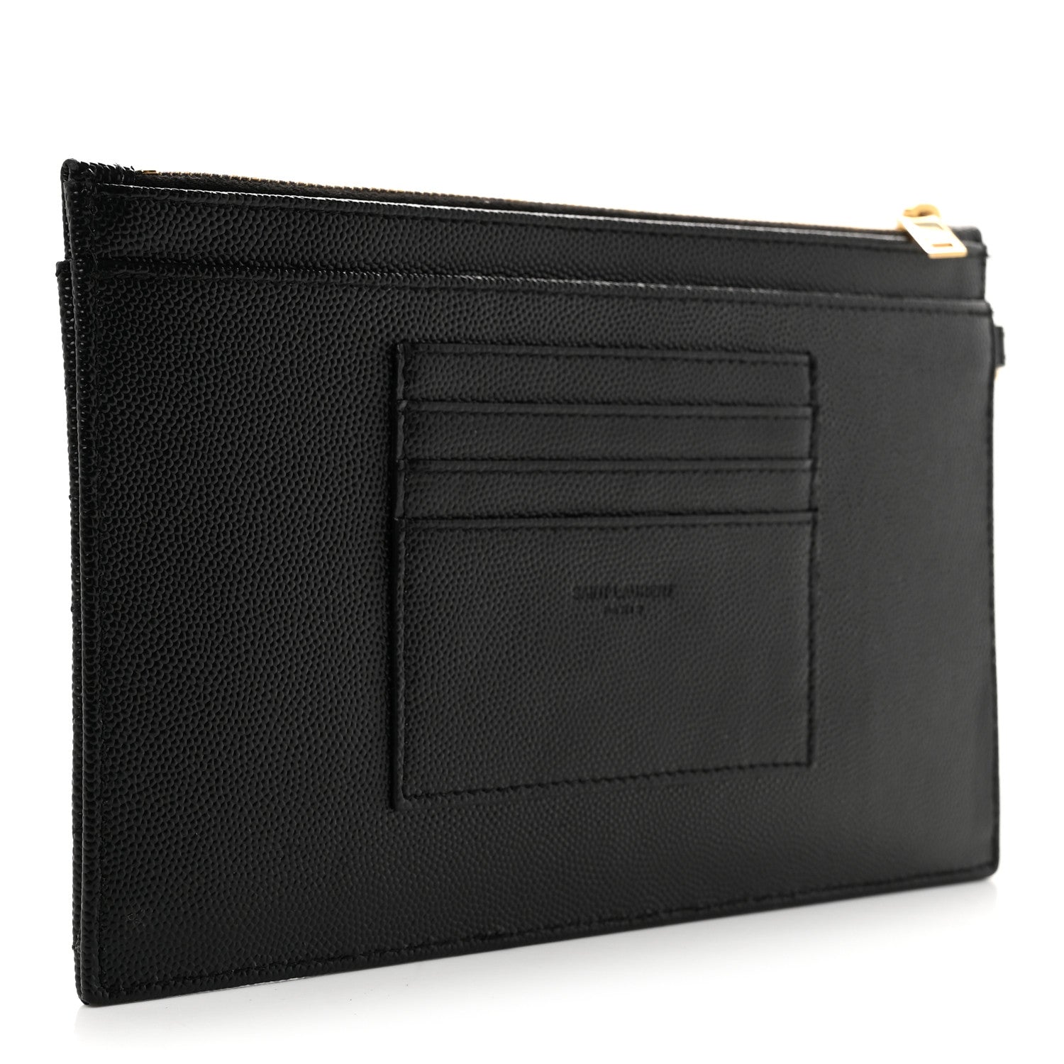 Saint Laurent Grain De Poudre Chevron Monogram Large Bill Pouch Black 3 of 8
