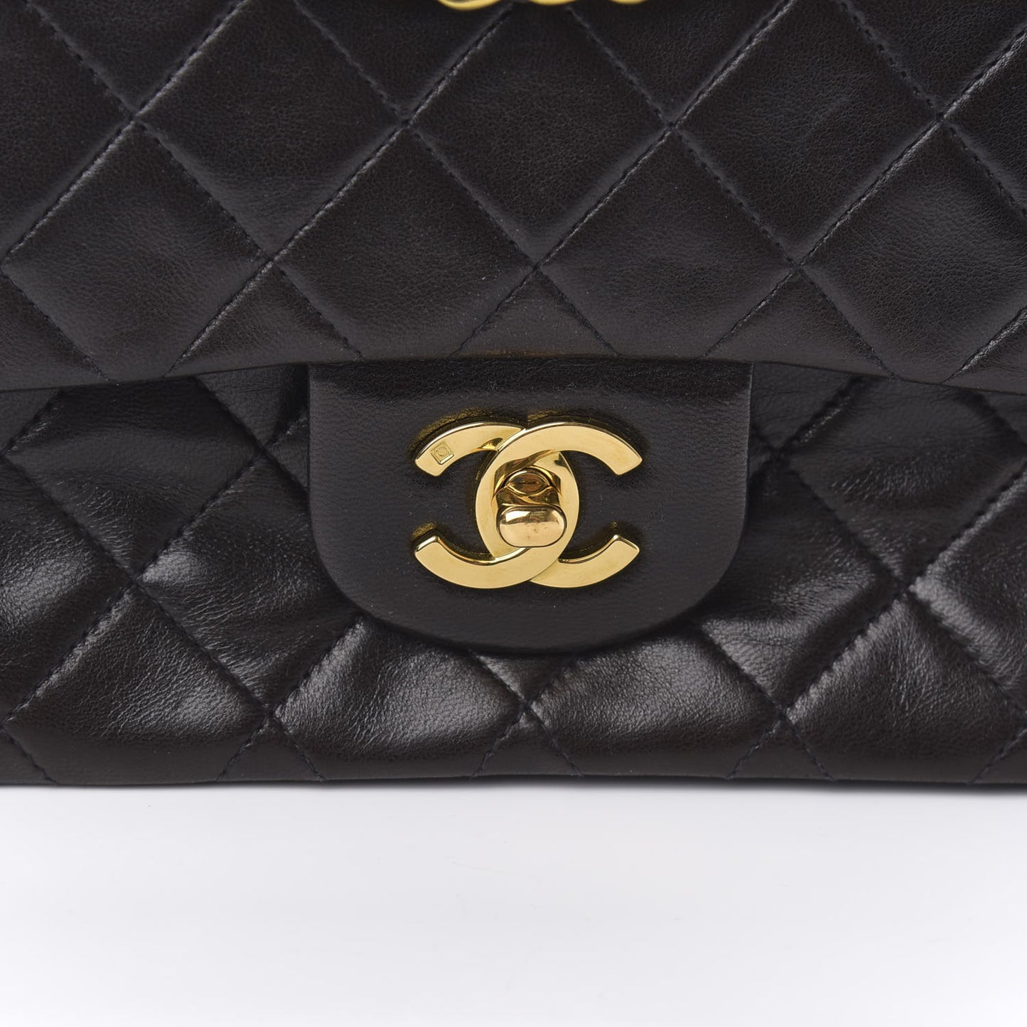 Lambskin Quilted Small Double Flap Black