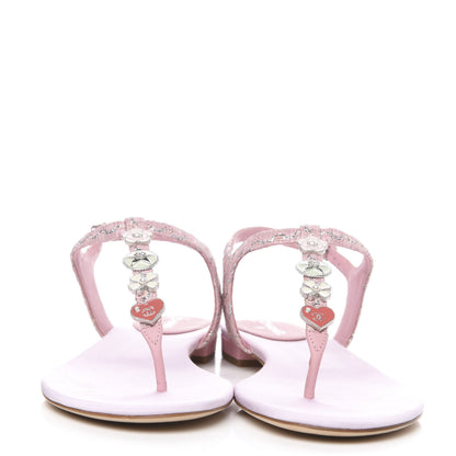 Chanel Tweed CC Charm Thong Sandals 40.5 Pink Silver 2 of 8