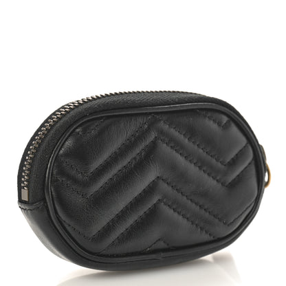 Gucci Calfskin Matelasse GG Marmont Oval Coin Purse Black 3 of 8