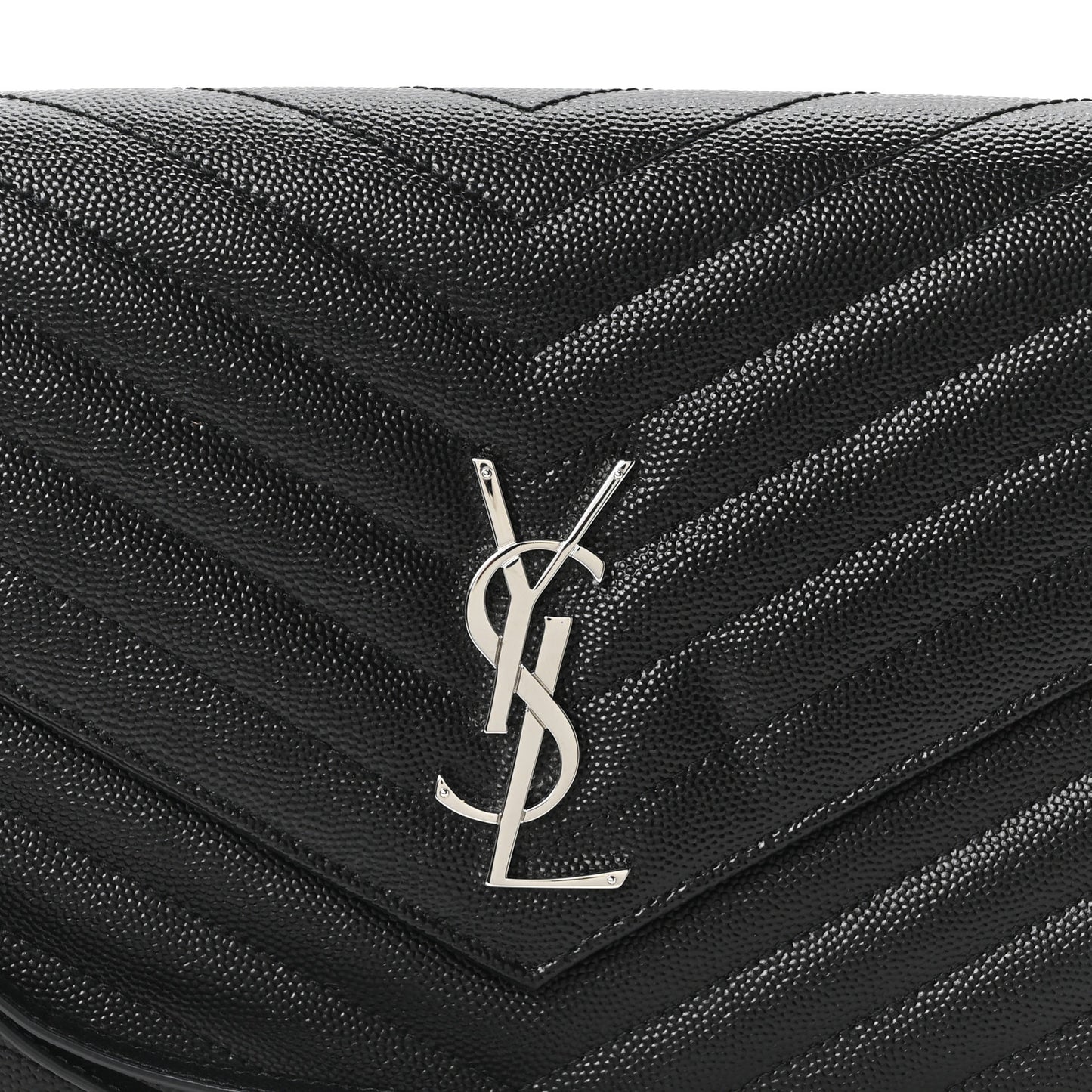 Grain De Poudre Matelasse Chevron Monogram Envelope Clutch Black