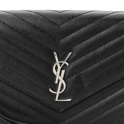 Saint Laurent Grain De Poudre Matelasse Chevron Monogram Envelope Clutch Black 8 of 10