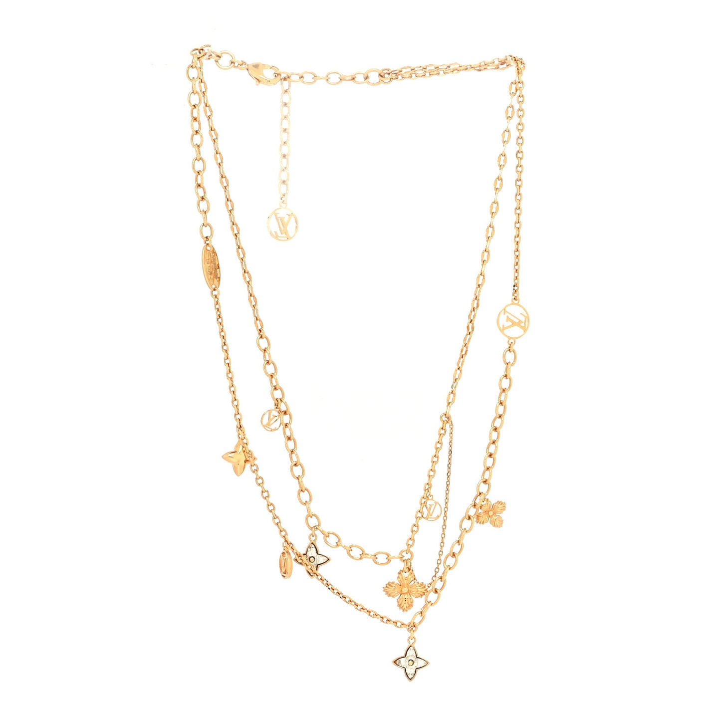 Metal Blooming Strass Necklace Gold