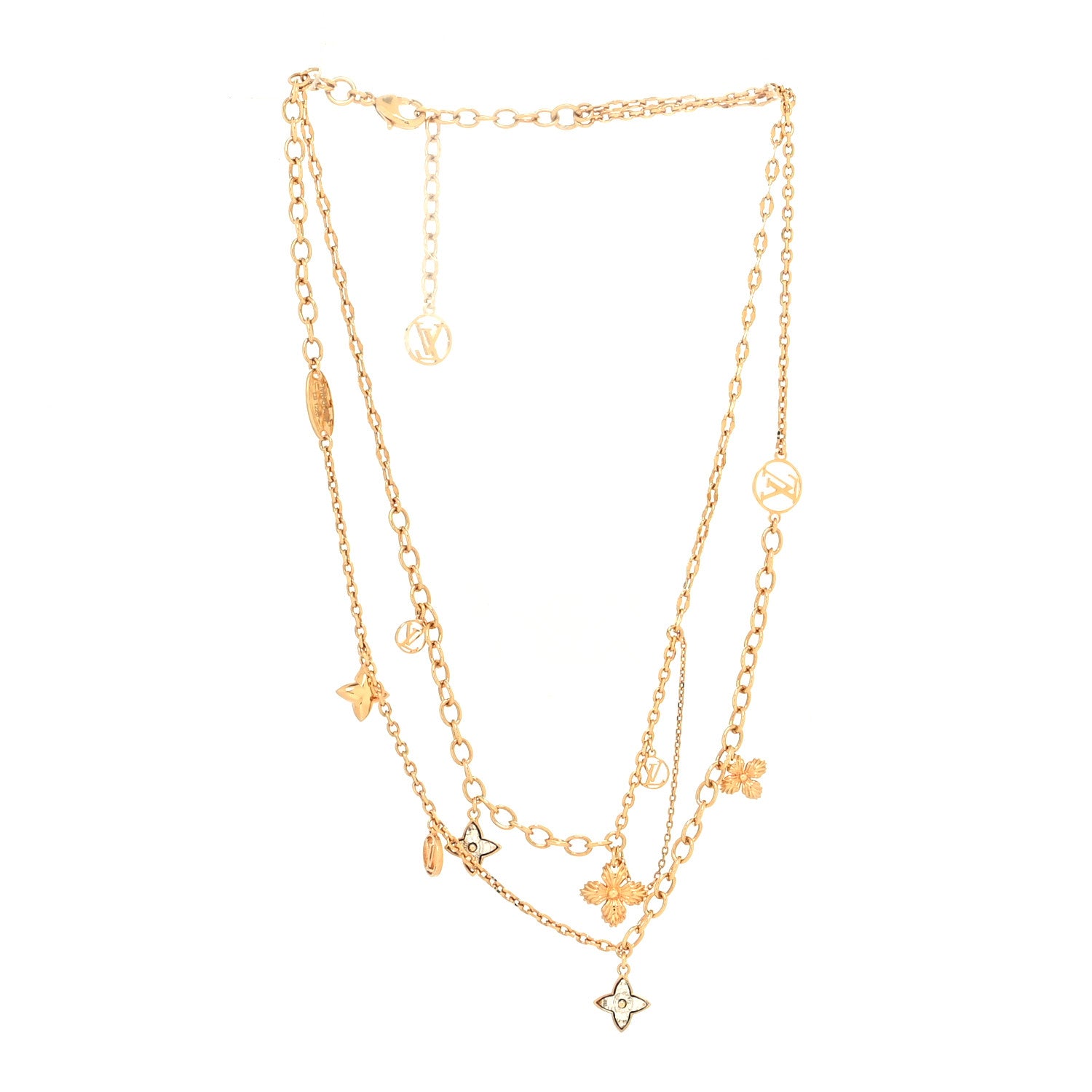 Louis Vuitton Metal Blooming Strass Necklace Gold 3 of 6