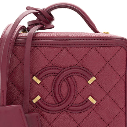 Chanel Caviar Quilted Small CC Filigree Vanity Case Burgundy 8 of 14