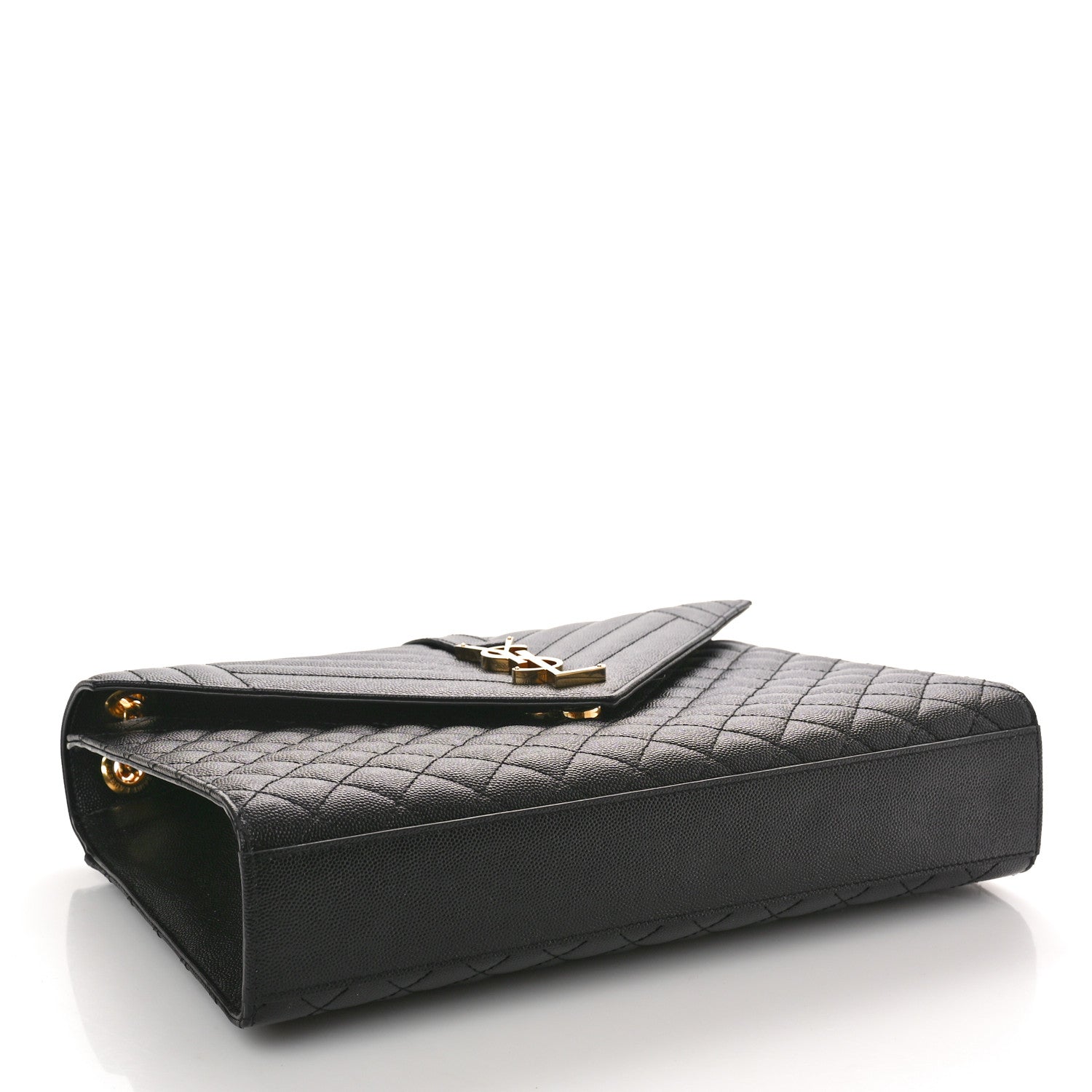 Saint Laurent Grain De Poudre Textured Mixed Matelasse Large Triquilt Monogram Satchel Black 4 of 12