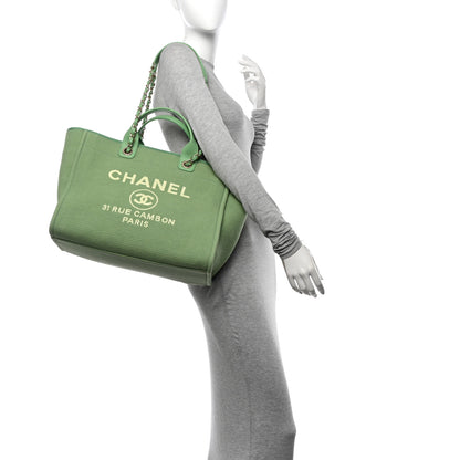 Chanel Mixed Fibers Medium Deauville Tote Green 2 of 11