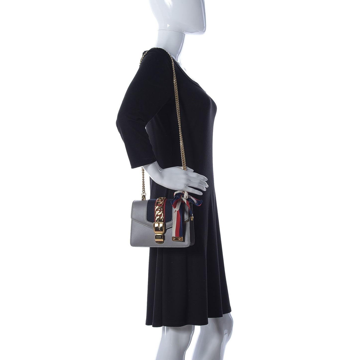 Calfskin Mini Sylvie Chain Shoulder Bag Deep Grey