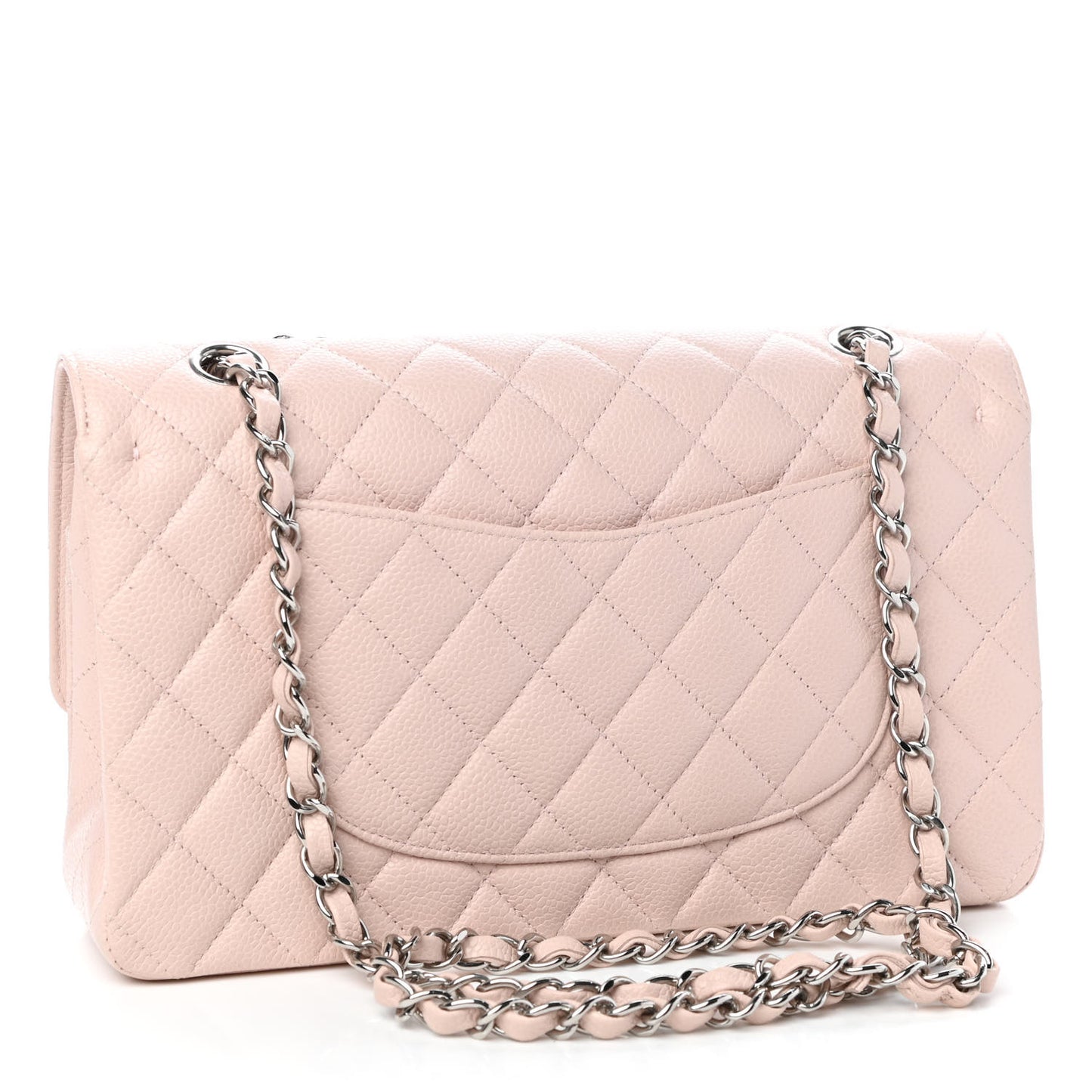 Caviar Quilted Medium Double Flap Light Pink