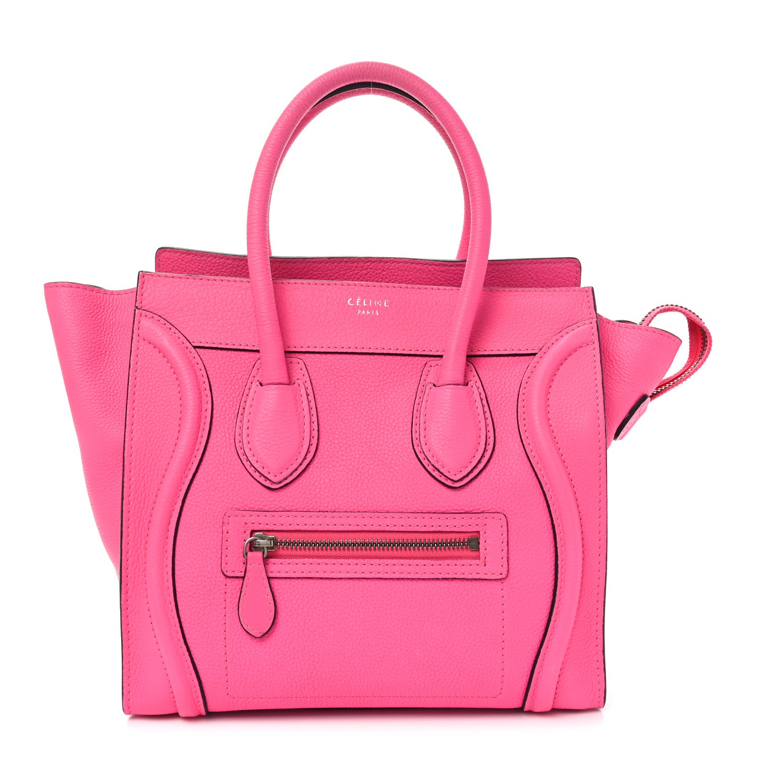 Celine Drummed Calfskin Micro Luggage Fluo Pink 1 of 10