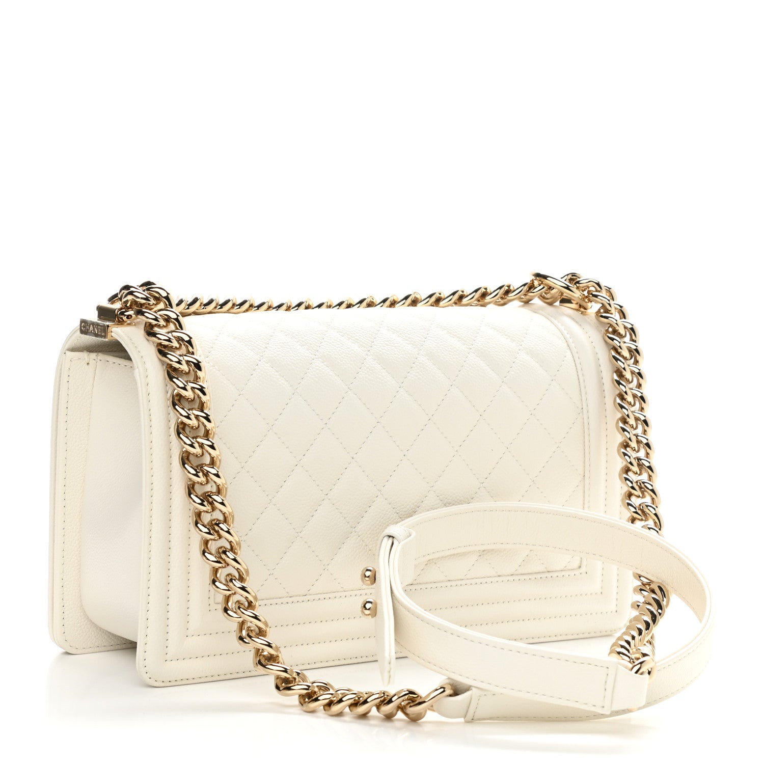 Chanel Caviar Quilted Medium Boy Flap White 2 of 9