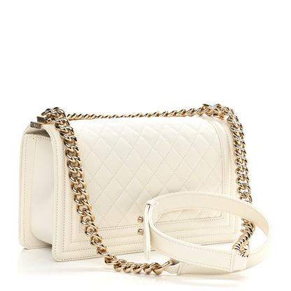 Chanel Caviar Quilted Medium Boy Flap White 2 of 9