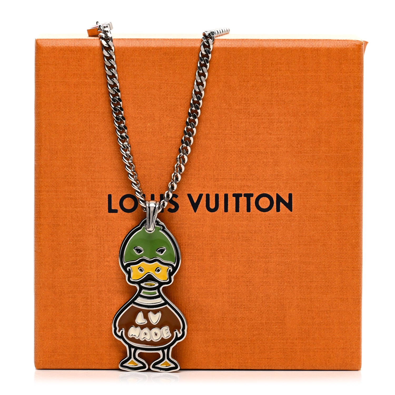 【鳥ちゃん】LOUIS VUITTON ロゴ メタルネックレス Louis Vuitton X NIGO Metal Enamel Duck Pendant Necklace 1655509