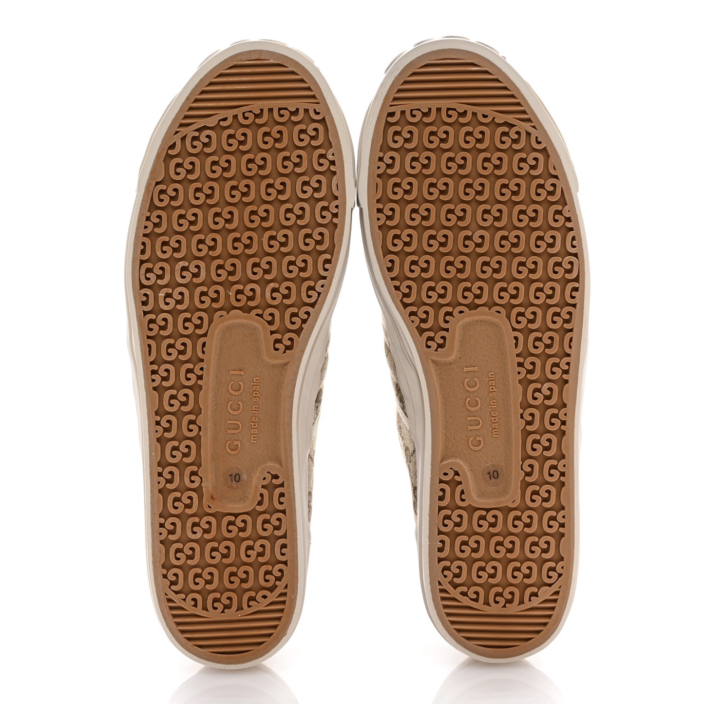 GG Monogram Mens Julio Low Top Sneakers 10 Beige Ebony Mystic White