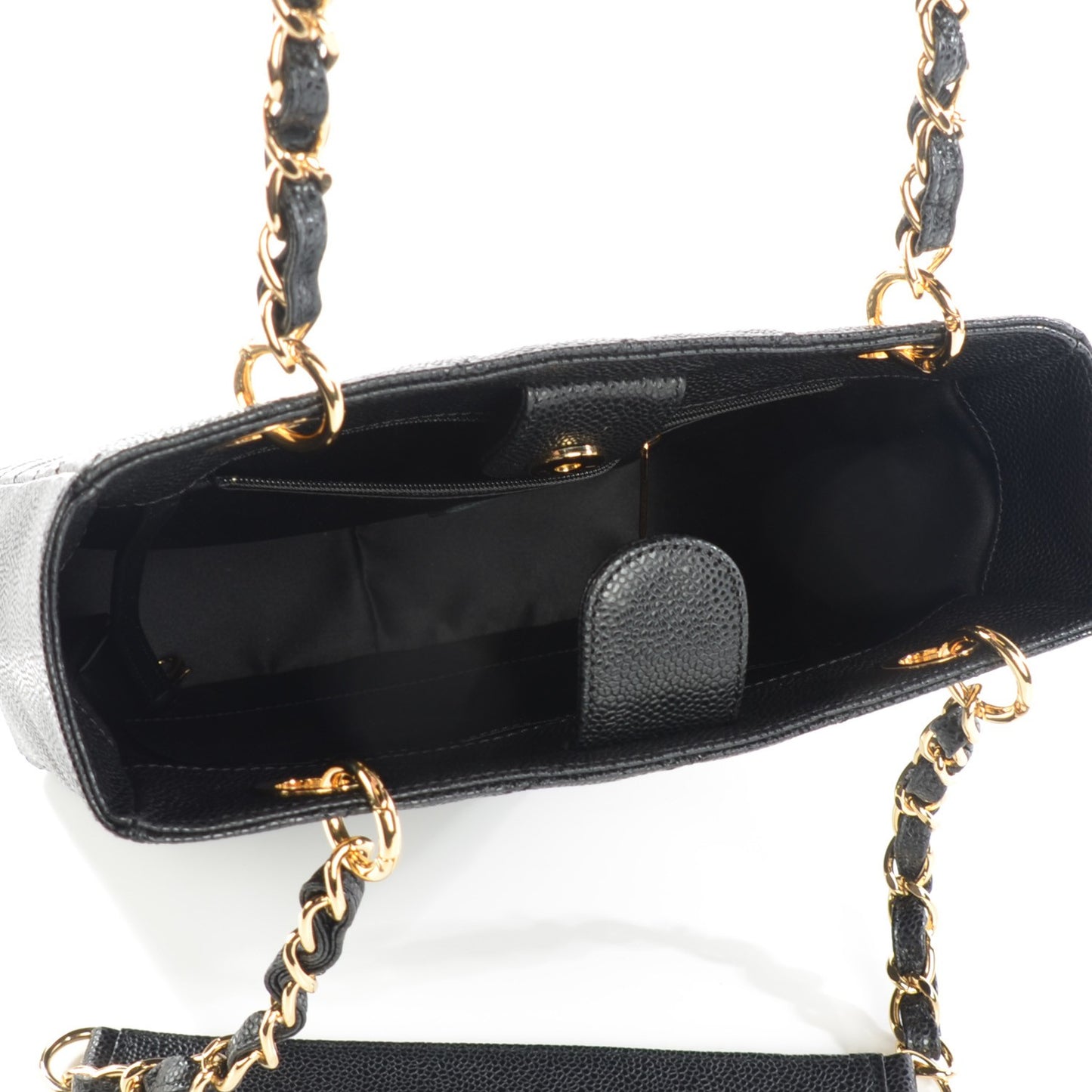 Caviar Quilted Petit Shopping Tote PST Black