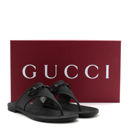 Gucci Rubber Womens Horsebit Thong Sandals 38 Black 9 of 9