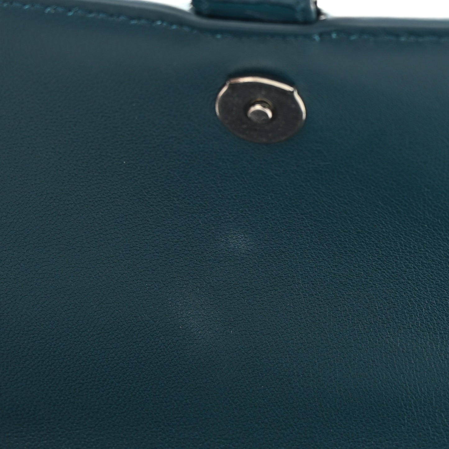 Shiny Calfskin Crocodile Embossed Small Hourglass Top Handle Bag Dark Petrol Blue