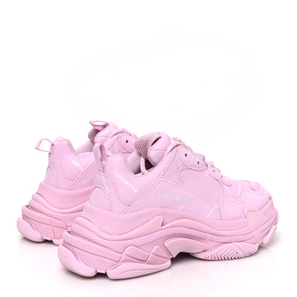 Balenciaga Technical Fabric Mesh Allover Logo Womens Triple S Sneakers 37 Pink White 4 of 7