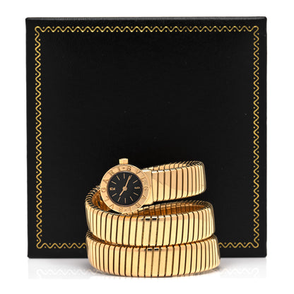 Bulgari 18K Yellow Gold 19mm Serpenti Tubogas Double Spiral Quartz Watch Black 5 of 5