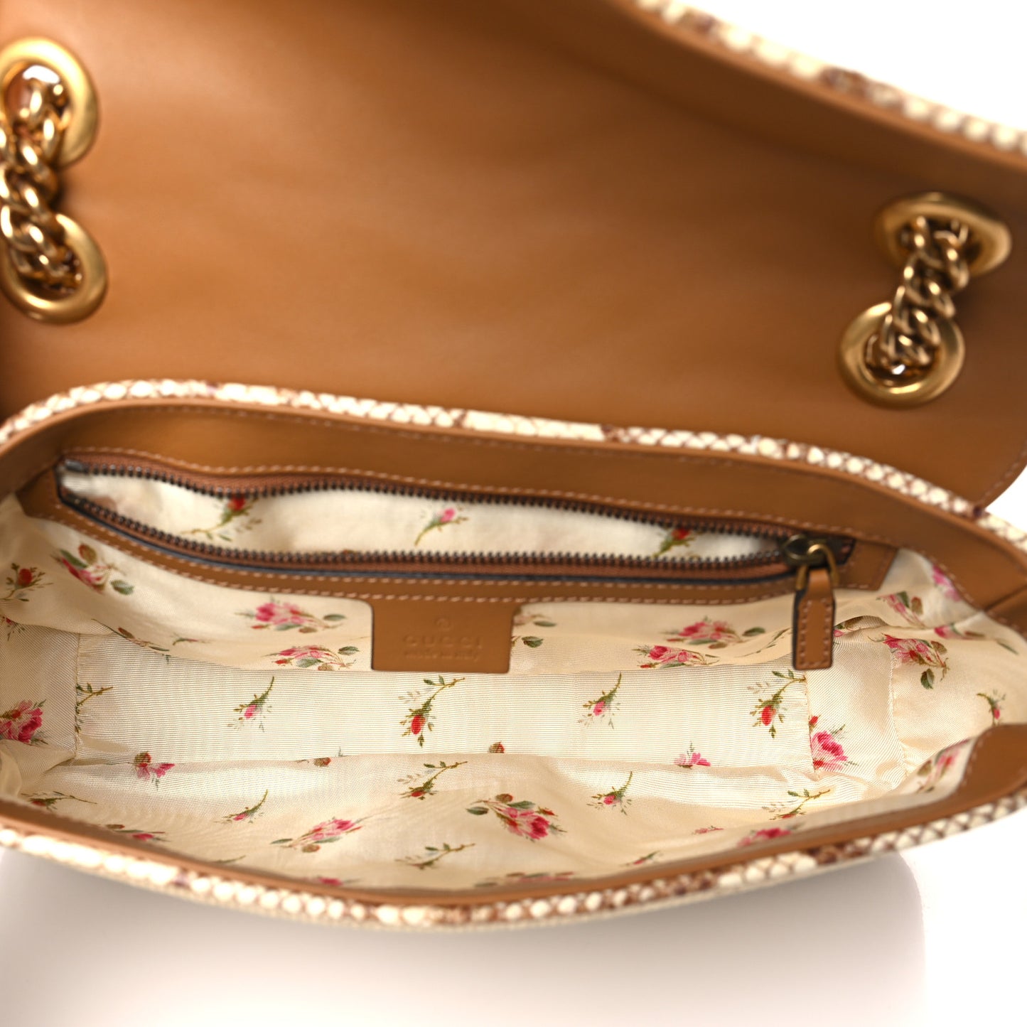 Raffia Elaphe Matelasse Small GG Marmont Shoulder Bag Natural Cream Brown