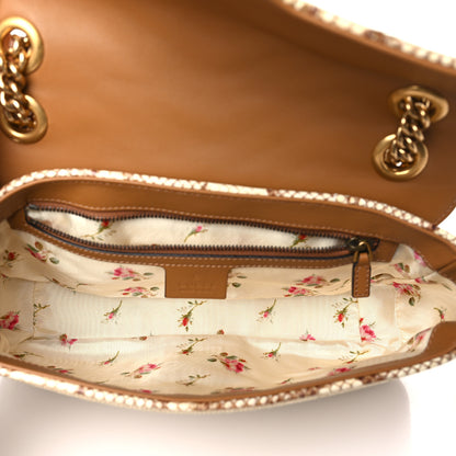 Gucci Raffia Elaphe Matelasse Small GG Marmont Shoulder Bag Natural Cream Brown 5 of 9