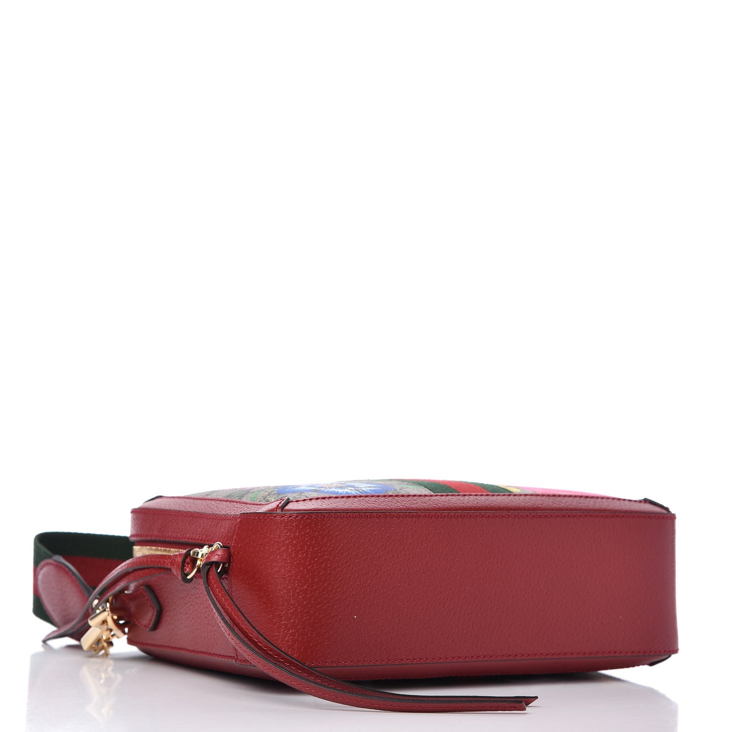 GG Supreme Monogram Flora Web Small Ophidia Top Handle Shoulder Bag Hibiscus Red