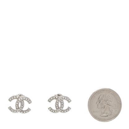 Chanel Crystal CC Earrings Silver 2 of 4
