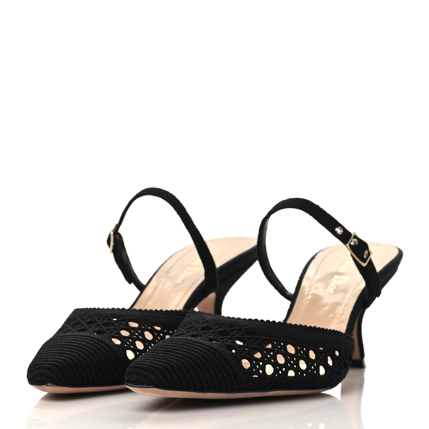 Christian Dior Mesh Cannage Embroidery Pumps 37.5 Black 3 of 8